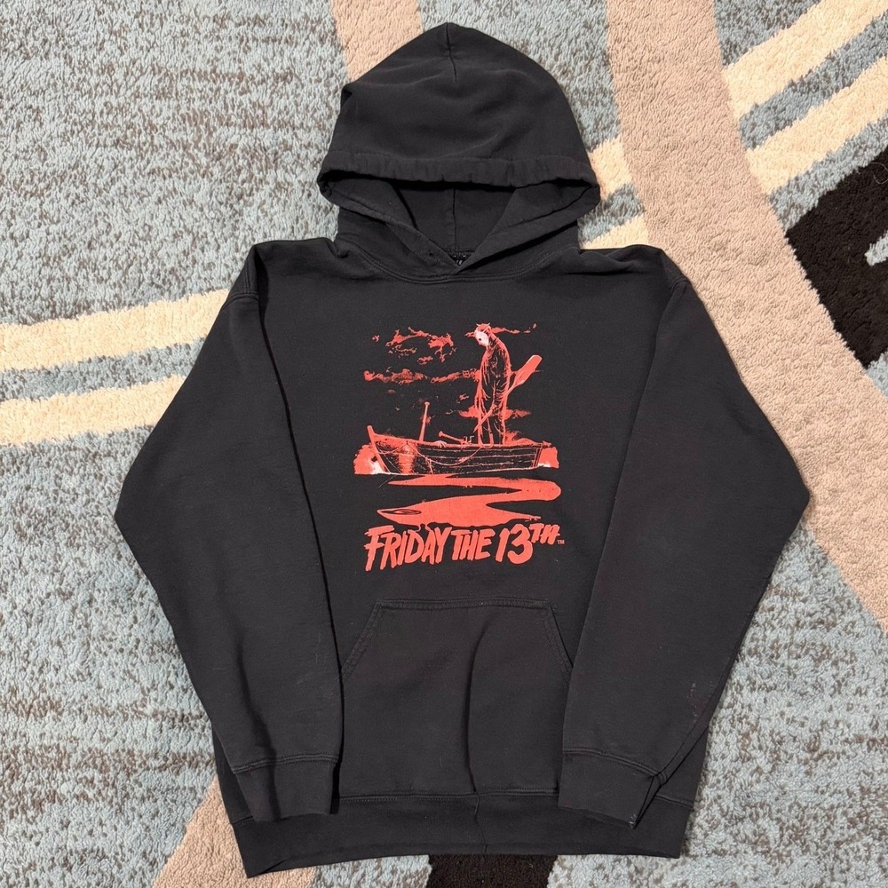 Friday the 13th Jason Voorhees Horror Movie List Hoodie Black Mens Medium
